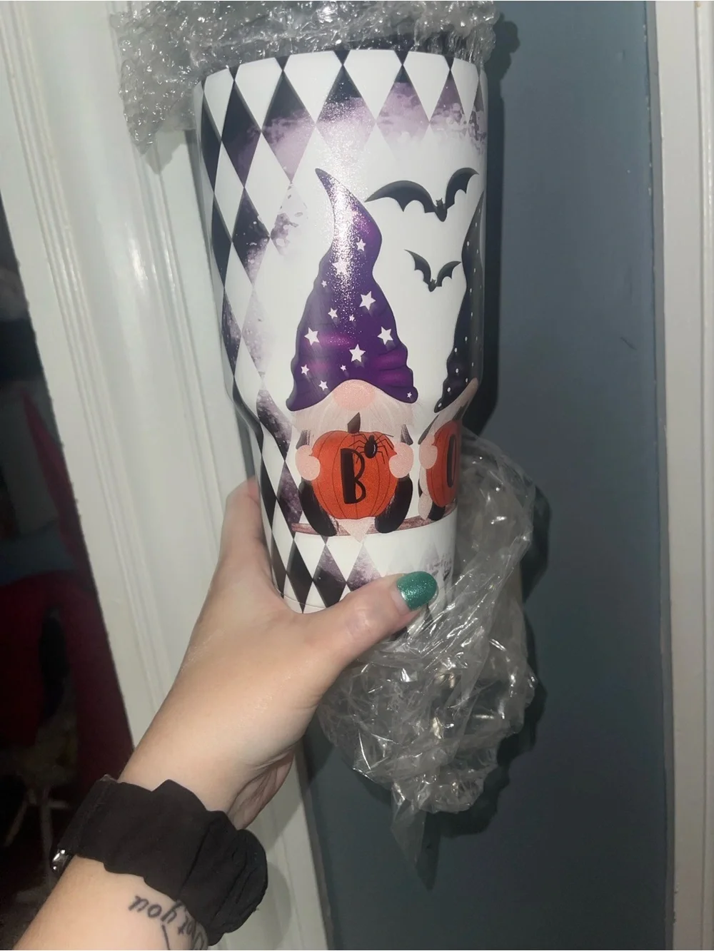 Halloween Gnome Tumbler - Purple and Orange 40 oz never used